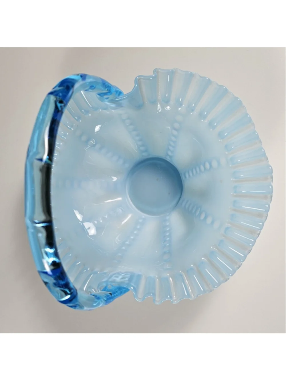 Vintage Fenton Blue Overlay Beaded Melon 9